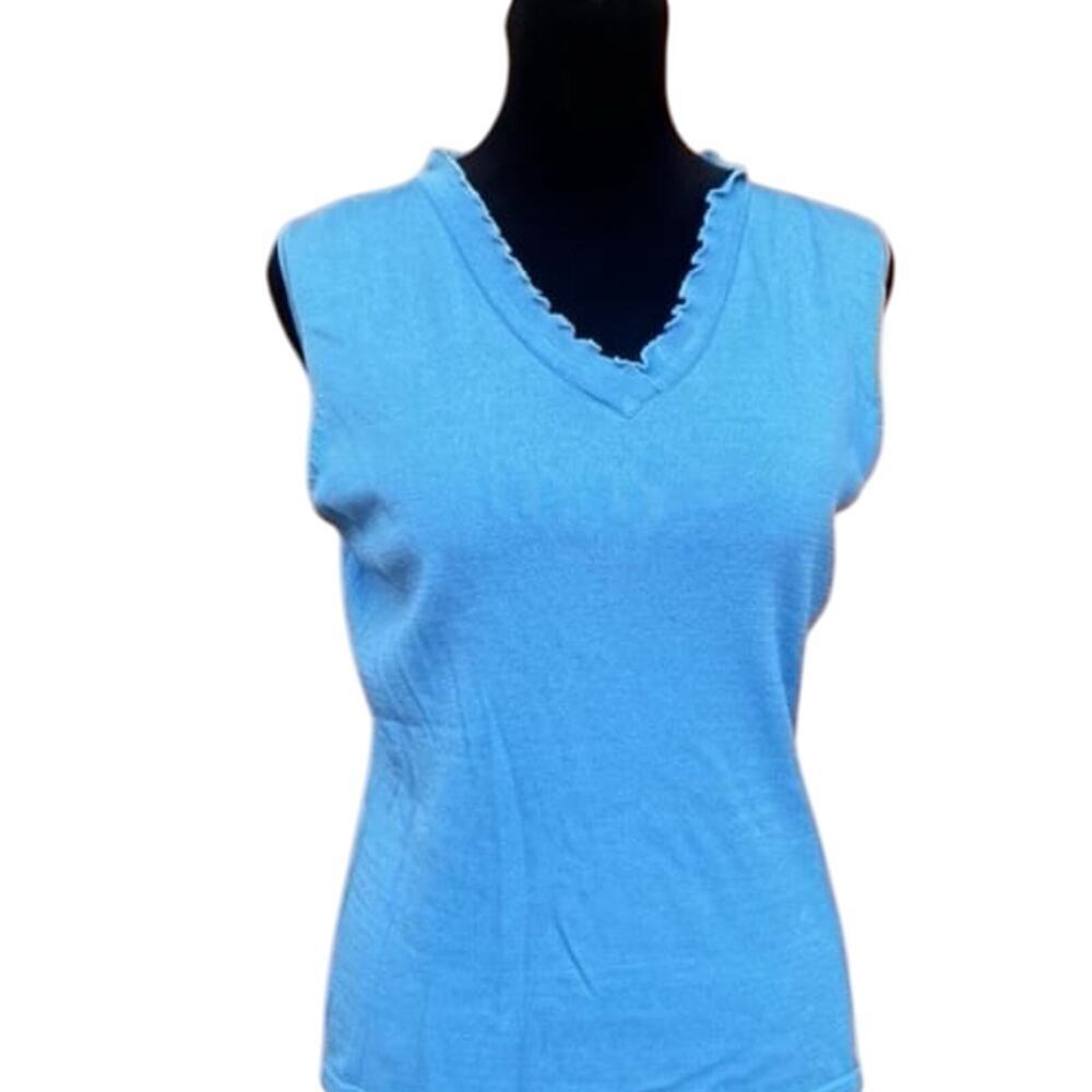 JOSEPH A. Silk women’s S sleeveless top, V-neck  blue